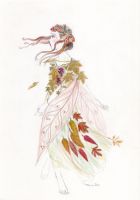 Fall Fairy in dress of colored leaves...